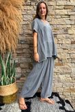 Lina Linen Blend Smock Over Shirt Washed Charcoal